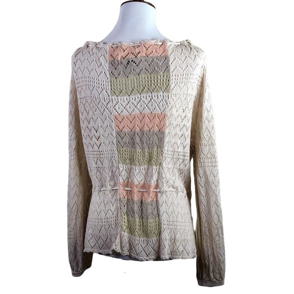 DiCosta Vintage Sweater Beige Peach Knit Drawstring Waist 70s Boho Size 14 - Picture 8 of 8